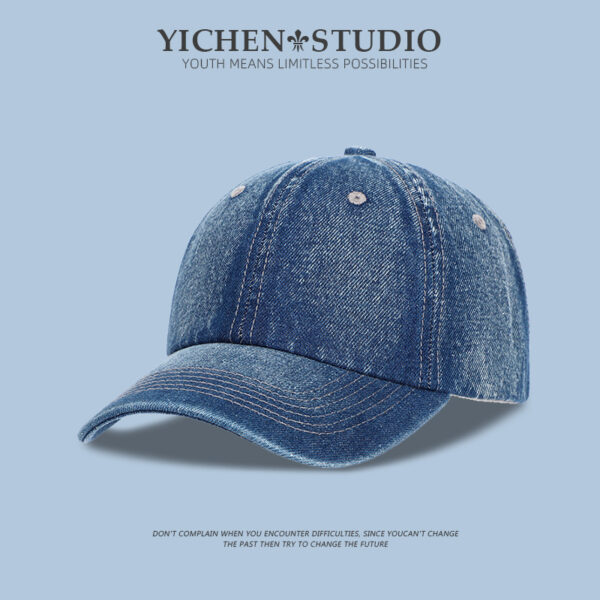 Wholesale Denim Blue Baseball Cap Hip-Hop Visor Hat Dome Breathable Sun Protection Adult Hat for Men and Women with Wide Brim Hip-Hop Trend