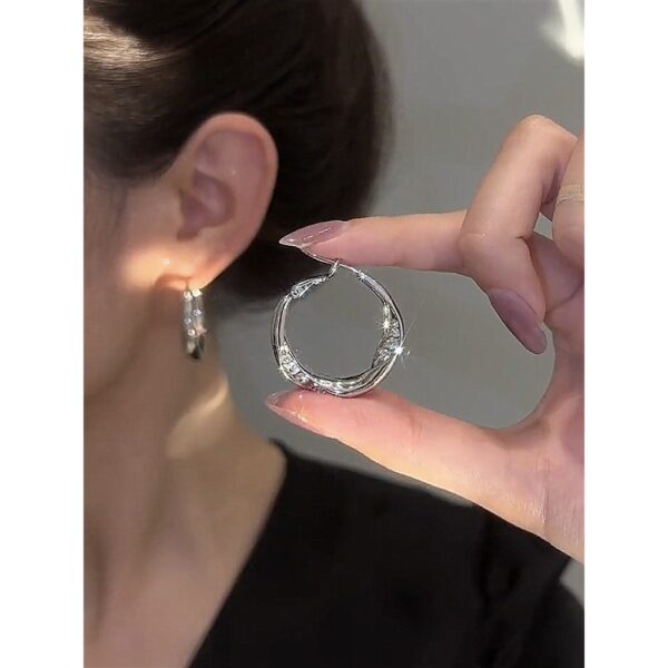 oly-726baef79813e118a51c9a3ccf4c3606 Wholesale S925 Silver Needle High-grade Earrings with Diamond Metal Ring Silver Needle Earrings Simple Fashionable All-match Design Earrings for Women