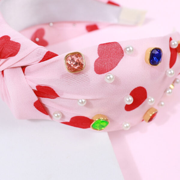 Wholesalew Valentine's Day love headband Color Diamond women's hair accessories color knotted pick heart headband