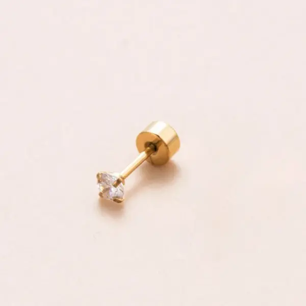 Wholesale 1 Piece 316L Stainless Steel Zircon Ear Cartilage Rings & Studs Geometric Round Waterproof Non Tarnish Surgical Steel Unisex