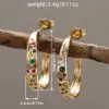 Wholesale Geometric Claw Setting Earrings For Women In Copper With KC Golden Water Plating And Zircon Inlay