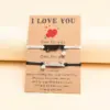 Wholesale Fashion Heart Shape Stainless Steel Knitting Hollow Out Inlay Pearl Couple Bracelets