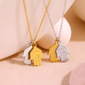 Wholesale Stainless Steel O-Shape Lockbone Chain Pendant Necklace Women's Style Electroplated 18K Gold Titanium Steel Geometric Pattern