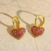 Wholesale 1 Pair Simple Style Commute Heart Shape Plating Inlay Copper Zircon 18k Gold Plated Drop Earrings