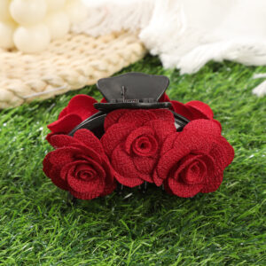 9cm silk flower shell gripper red - 1 piece