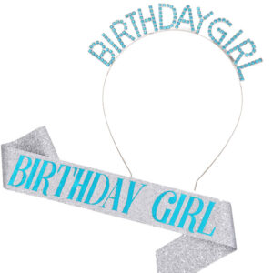 Blue silver cloth blue word set 2# / Headband Shoulder Strap Set