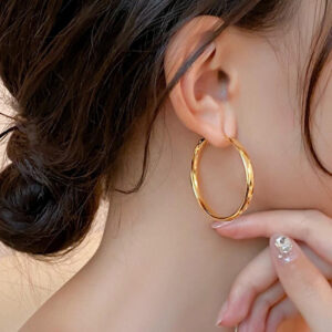 oly-72bba849c98f14543e6fb7c4dbc23175 Wholesale French style metal circle earrings women's TikTok popular plain ring unique temperament earrings