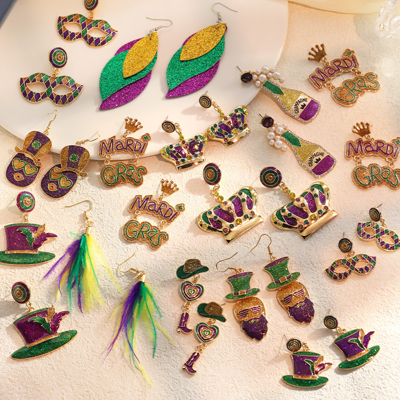 Wholesale Amazon Hot Sale Carnival Earrings Fashion Fashion English Alphabet Color Niche Design Sense Earrings for Women