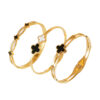 Wholesale Stainless steel electroplated four-leaf clover non-fading bracelet, eco-friendly bracelet, gold bracelet, mirror bracelet, titanium steel