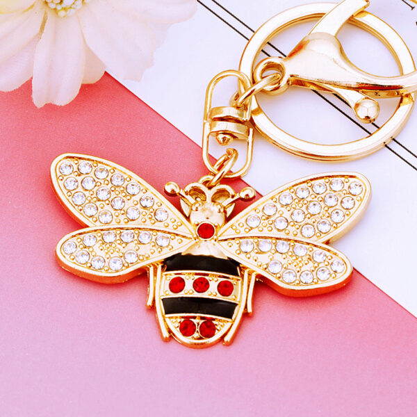 oly-72c4dcb4f041a4adfa2f9af3508d4db9 Wholesale Diamond-Encrusted Little Bee Insect Car Keychain Metal Cute Women's Bag Pendant Key Chain Ring Creative Gift