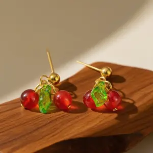 E0209-Cherry-Earrings- Gold