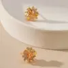 Wholesale Exquisite Small Round Hoop Earrings Ice Crystal Stone Copper Plated 18K Real Gold Irregular Snowflake Christmas Gift Color Retention Jewelry
