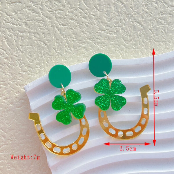 oly-72e2e5ecf8ca2d23dd2fa79868c057cf Wholesale Patrick's Day earrings Irish Carnival personalized all-match Green acrylic glitter lucky grass earrings