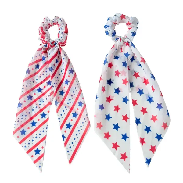 Wholesale American Flag Hair Tie For Women In Chiffon, Perfect For Independence Day And Spring And Summer