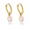 Wholesale Water Droplets Waterproof Non Tarnish Earrings For Women, 316 Stainless Steel With 18K Real Gold PVD Coated And Zircon Inlay