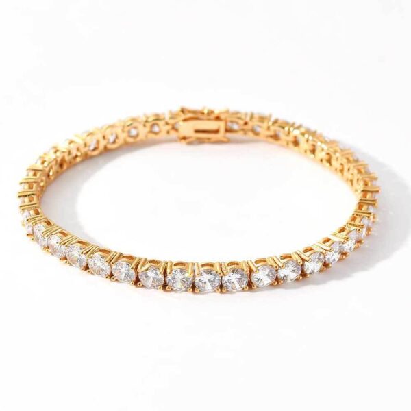 Wholesale explosions tennis chain zircon bracelet tide brand hip-hop copper plated 18K gold men's bracelet jewelry