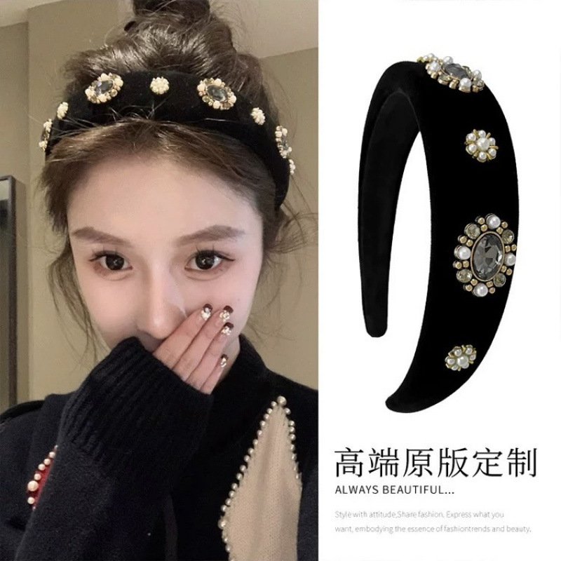 Wholesale Autumn and Winter New Fashion Sparkling Diamond Elegant Hairband Women's High-End Accessible Luxury Hairpin Korean Headband Headband Hair Ac