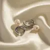 Wholesale 304 Stainless Steel Freshwater Pearl Round PVD Coated Pearl 18K Gold Plated INS Style Casual Elegant Plating Inlay Earrings