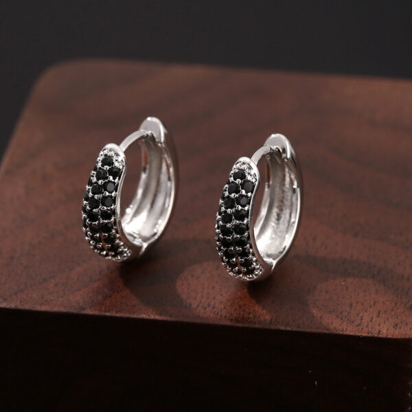 oly-72f1f223d0ef576be105a5bdd5fdd367 Wholesale jewelry luxury temperament copper inlaid zirconium geometric oval ear buckle trend hip hop earrings a generation of hair