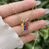 Wholesale Unisex National Flag Enamel Pendant Necklace With 18K Real Gold Plated Copper And PVD Coated Foxtail Chain