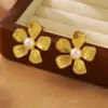 Wholesale 304 Stainless Steel Plastic Flower Electroplating Imitation Gold Sweet Ear Studs