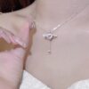 oly-73163bb5e8e6380fe535fad829169f95 Wholesale Cupid heart necklace female love Angel wings tassel romantic clavicle chain Qixi gift for girlfriend