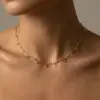 Wholesale French Line Wrapped Colorful Zircon Heart-Shaped Mixed Color 18K Gold Plated 304 Stainless Steel Vacuum Electroplated Necklace For Women Clavicle Chain Snake Chain