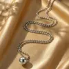 Wholesale 18K Gold Plated 304 Stainless Steel Vacuum Electroplating (In Furnace) Ball Handmade Good Luck Solid Round Bead Pendant Necklace For Women