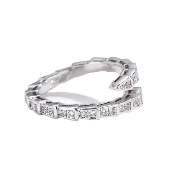 Wholesale Gold-Plated Wide-Band Snake Ring with Full Pavé Setting; Full Pavé Snake-Head Bracelet