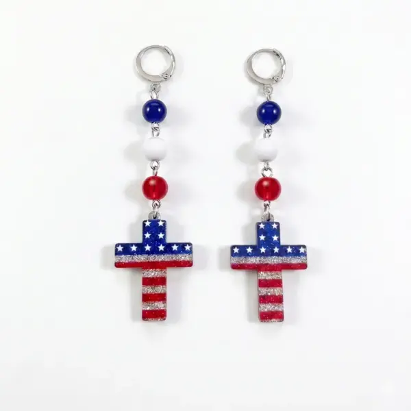 Wholesale Handmade Ethnic Style Acrylic Cross Earrings With 304 Stainless Steel Ear Pins For Women