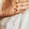 Wholesale PVD Coated 18K Gold Plated Cross 304 Stainless Steel Copper Elegant Streetwear Waterproof Non Tarnish 304 Stainless Steel Pendant Necklace