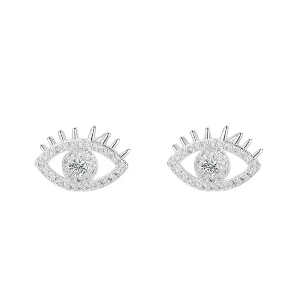 Wholesale Fashionable Full Diamond Devil's Eye Earrings Style Resin Post Studs Geometric And Star Patterns For Women