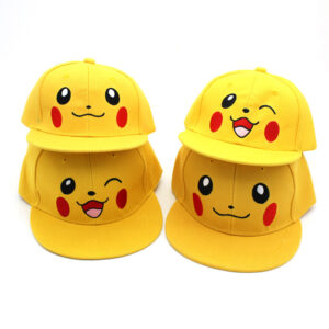 Wholesale European and American Cross-border Explosions Hat Cute Cartoon Pikachu Parent-Child Hip-Hop Flat Hat Baseball Cap for Boys and Girls