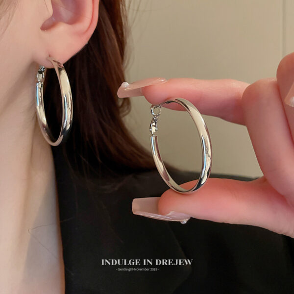 oly-735d2e46b1db93f9d894cf0064e31370 Wholesale French style metal circle earrings plain earrings trendy niche design unique temperament earrings for women