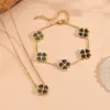 Wholesale 304 Stainless Steel Heart Shape PVD Coated Stone-Free 18K Real Gold Plated Simple Style Waterproof Non Tarnish Cable Chain Gold Jewelry Set