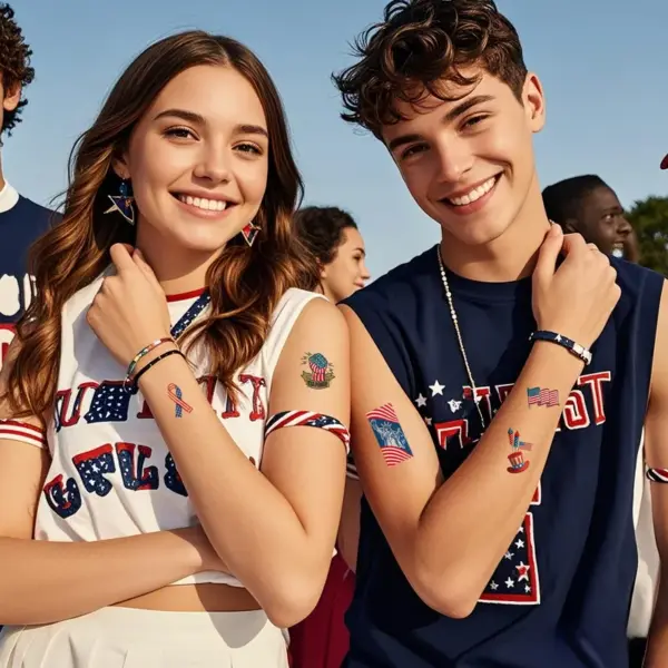 Wholesale Temporary Waterproof Tattoo Sticker American Independence Day Flag Design One-time Use Party Gift Synthetic Material