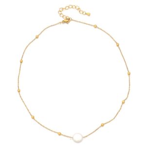 Button pearl necklace 39+5cm