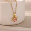 Wholesale 304 Stainless Steel Cross Devil's Eye Moon PVD Coated Zircon Elegant Romantic Sweet Plating Pendant Necklace