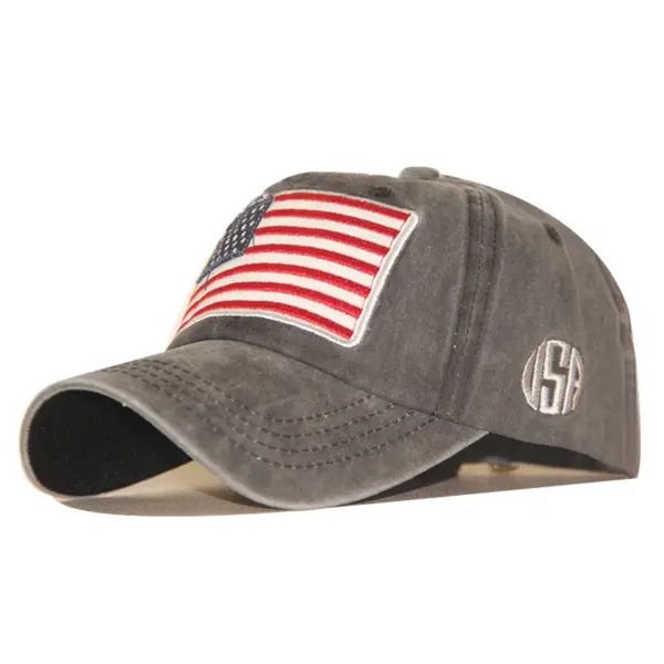 Wholesale Classic American Flag Baseball Cap Pure Cotton Washed Retro Hat Unisex Winter Flat Brim Hat Suitable For Men And Women