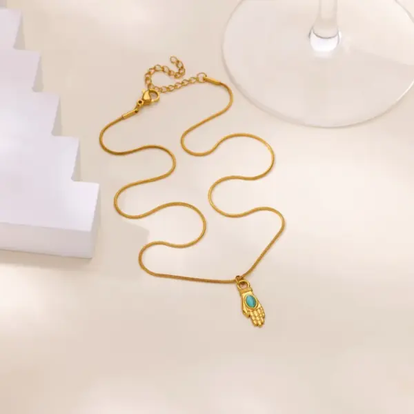 Wholesale 18K Gold Plated 304 Stainless Steel Vacuum Electroplating (In Furnace) Artificial Pearl Zircon Sun Palm Starfish Dolphin Whale Ocean Style Cable Chain/Cross Chain/O Chain Pendant Necklace For Women