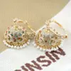Wholesale Bohemian Style Colorful Diamond Embedded Earrings Women's Fashion Jewelry Alloy Geometric Pattern Sweet Cool Style Ear Jewelry
