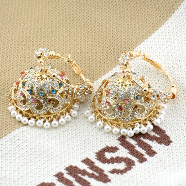Wholesale Bohemian Style Colorful Diamond Embedded Earrings Women's Fashion Jewelry Alloy Geometric Pattern Sweet Cool Style Ear Jewelry