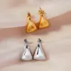 Wholesale 304 Stainless Steel Triangle PVD Coated 18K Real Gold Plated Real Gold Plated 18K Gold Elegant Simple Style Waterproof Non Tarnish Ear Studs