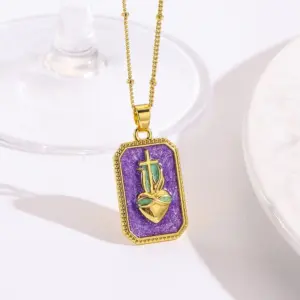 Purple Cross with Chain / 1 Strand/Package