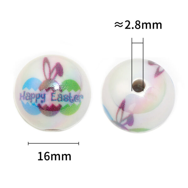 Wholesale easter bunny printed round bead letters resurrection egg cartoon beaded diy mobile phone chain keychain beads
