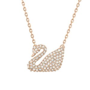 Sticky stone rose gold swan necklace