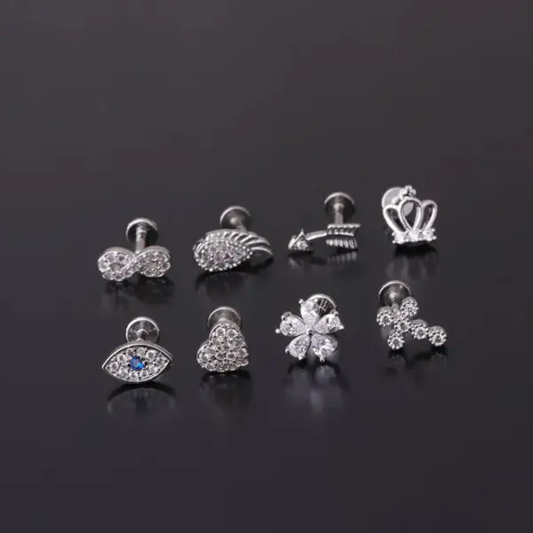 Wholesale 316L Stainless Steel Copper Ear Cartilage Rings & Studs Geometric Waterproof Non Tarnish Surgical Steel Women'S