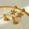 oly-73e552a56765fe70524cfc05ea3f1604 Wholesale Round Three-dimensional Stud Earrings In 304 Stainless Steel With 18K Real Gold PVD Coated Plating And 0.03µm Thickness