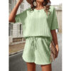 oly-73ef01b6ae59491955ca16925226a46f Wholesale Women’s Short-Sleeved Suit Women’s Style Bat Shirt Fashion Shorts Two-Piece Set