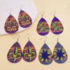oly-73fdf6d0b45427f74420991a4b636b69 Wholesale Carnival Triple Leather Earrings Shiny Leaf Shape Earrings Bohemian Carnival Earrings